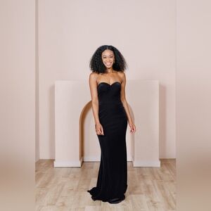 Revelry Black Strapless Quinn Velvet Dress
